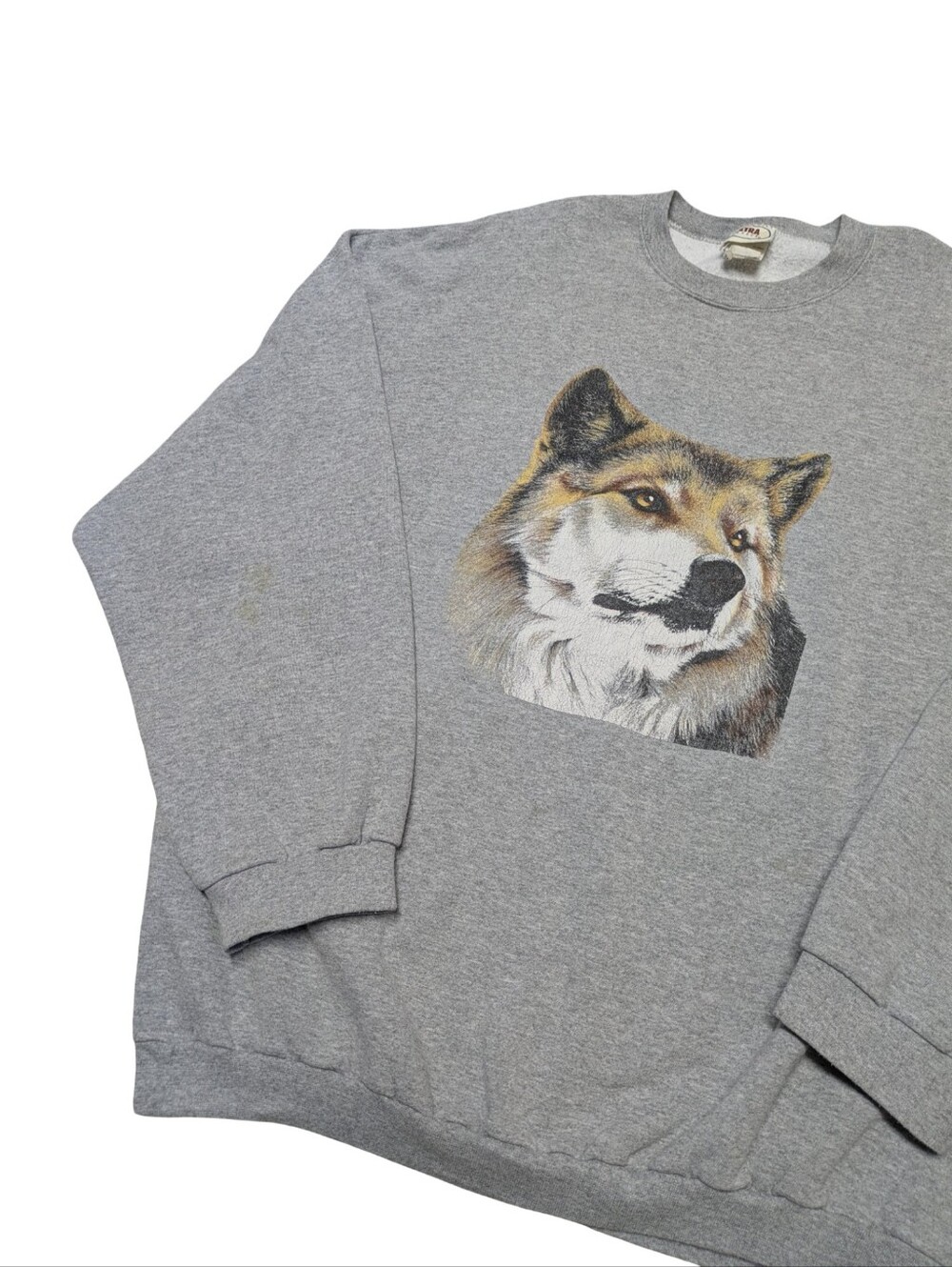 Vintage Crewneck Men's 4XL Sweater With Wolf/Dog Graphic By Ultra Fleece